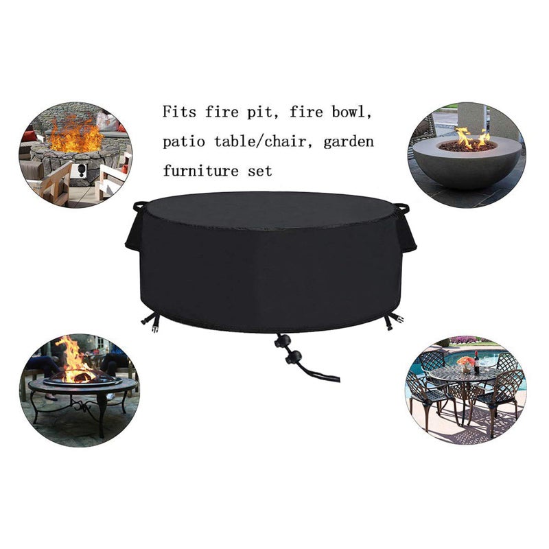 TheElves Fire Pit Cover, Round Firepit Covers Waterproof for Outdoor Fire Pit, Windproof Heavy Duty Covers for Propane Firepit & Fire Bowl & Fire Ring & Patio Round Table - 60''Dia x 23''H (Upgraded) - Image 5